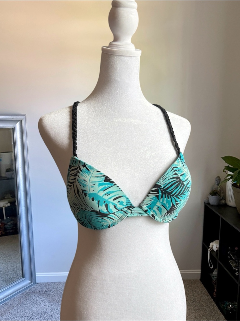 Trillium Black and Teal Swimwear Top